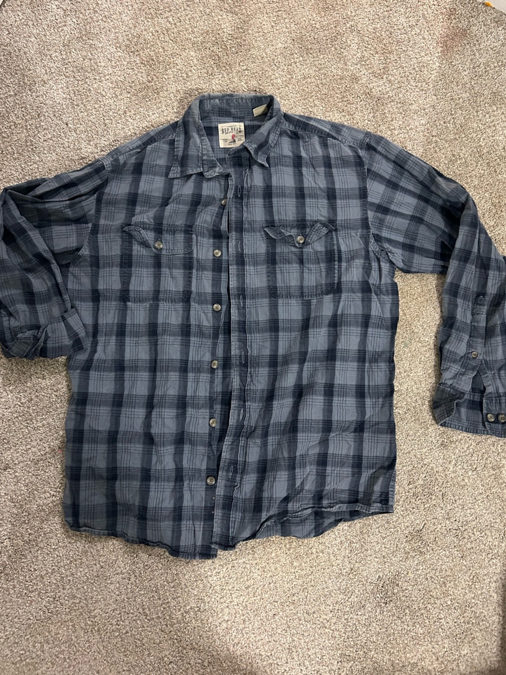 RedHead Men's Dark Blue Plaid Button-Down Shirt